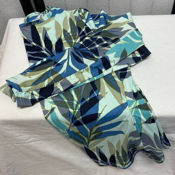 Hang Ten UV Protection Long Sleeve Palm Frond Tropical Foliage Tee Rash Guard M - Picture 6 of 11